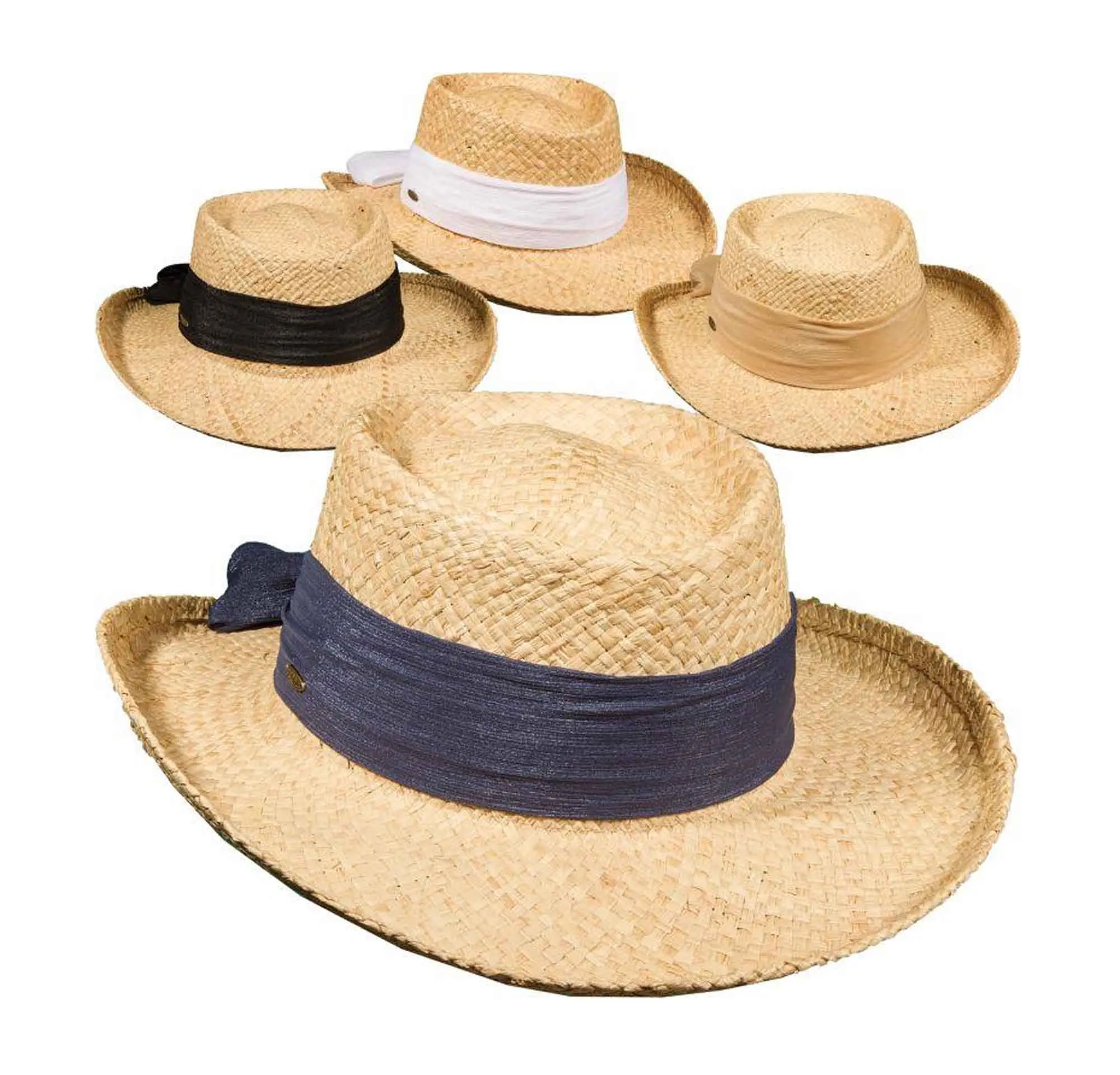 C- Scala Women's "PORQUEROLLES" Handwoven Raffia Gambler Sun Hat, #LR546OS