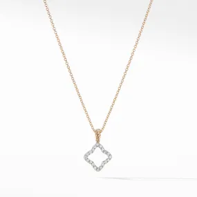 Cable Collectibles Quatrefoil Pendant with Diamonds in Gold on Chain