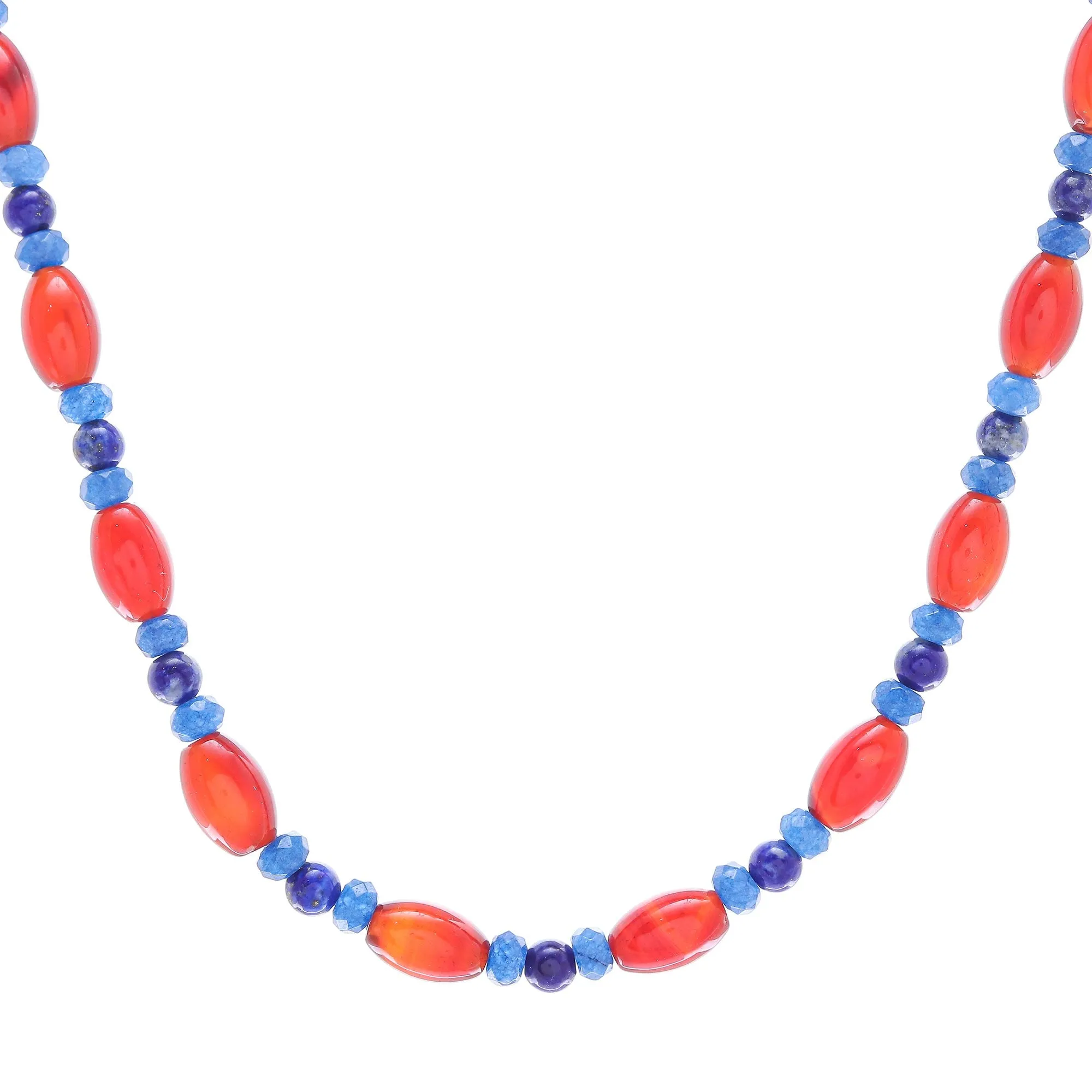 Candy Luck Handmade Carnelian and Lapis Lazuli Beaded Necklace