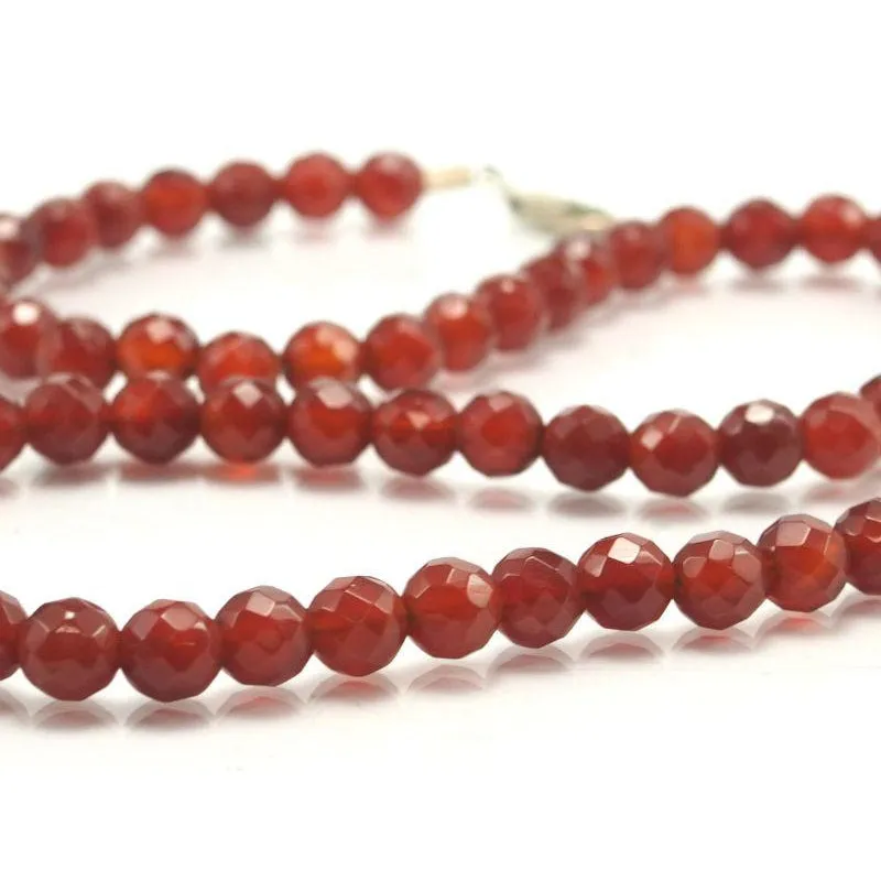 Carnelian Necklace with Sterling Silver Lobster Claw Clasp