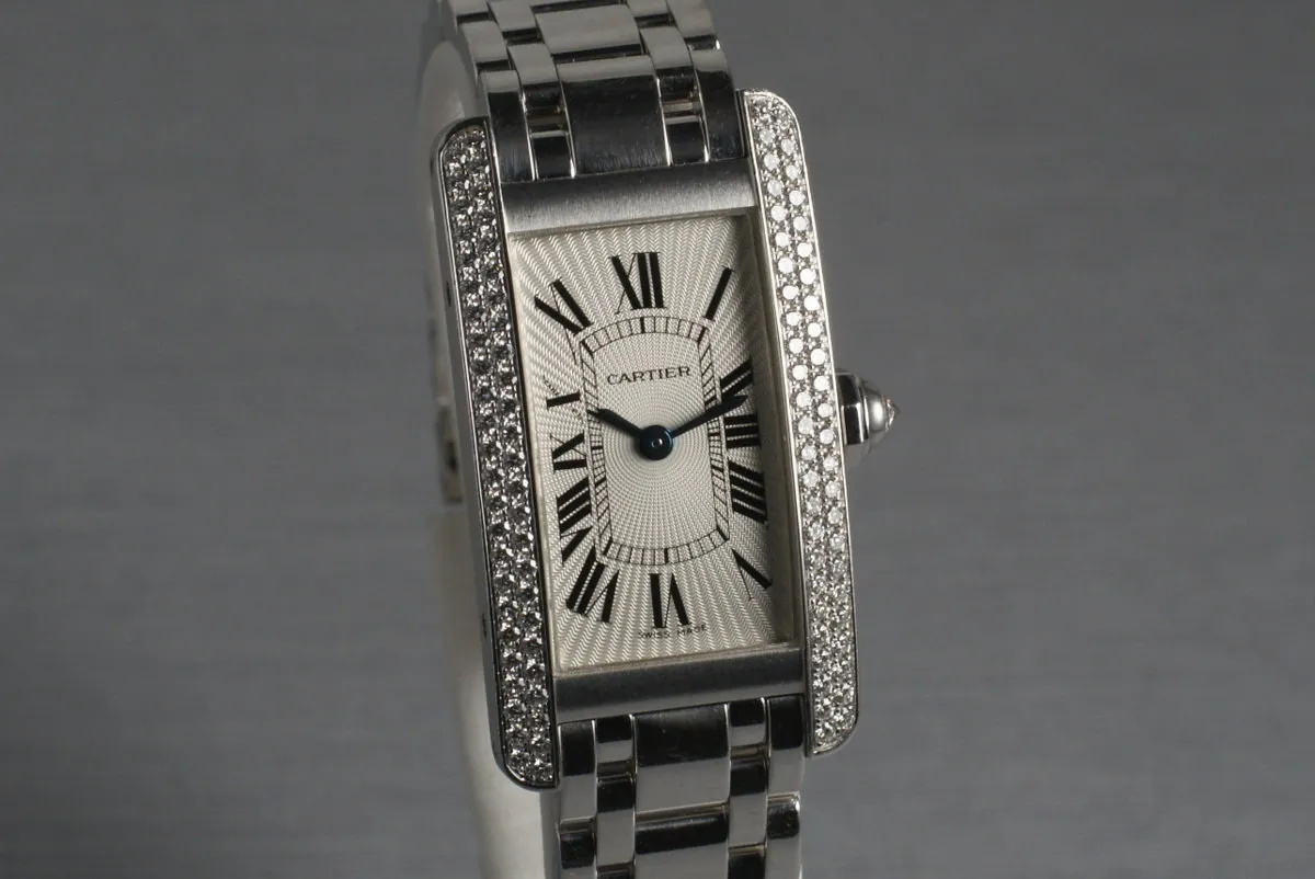 Cartier Ladies White Gold Tank Americaine WB7018L1 with Box and Service Papers