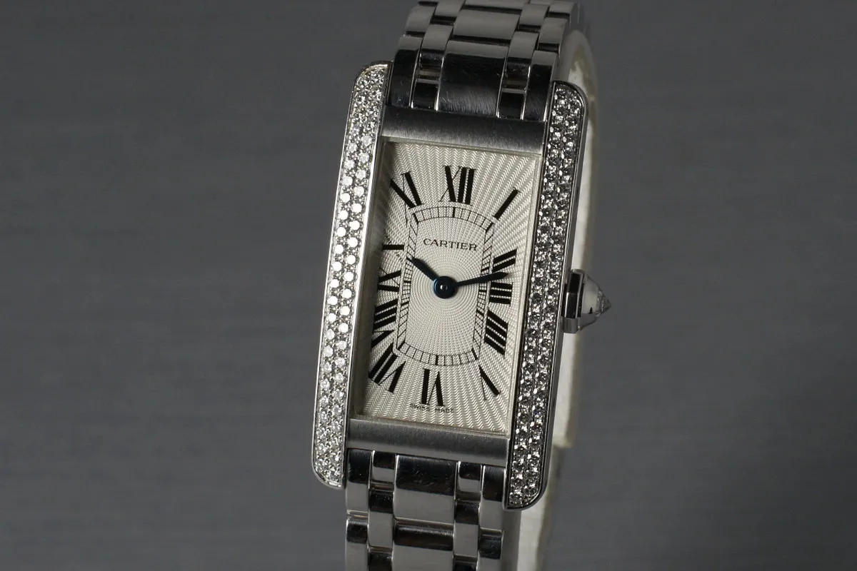 Cartier Ladies White Gold Tank Americaine WB7018L1 with Box and Service Papers