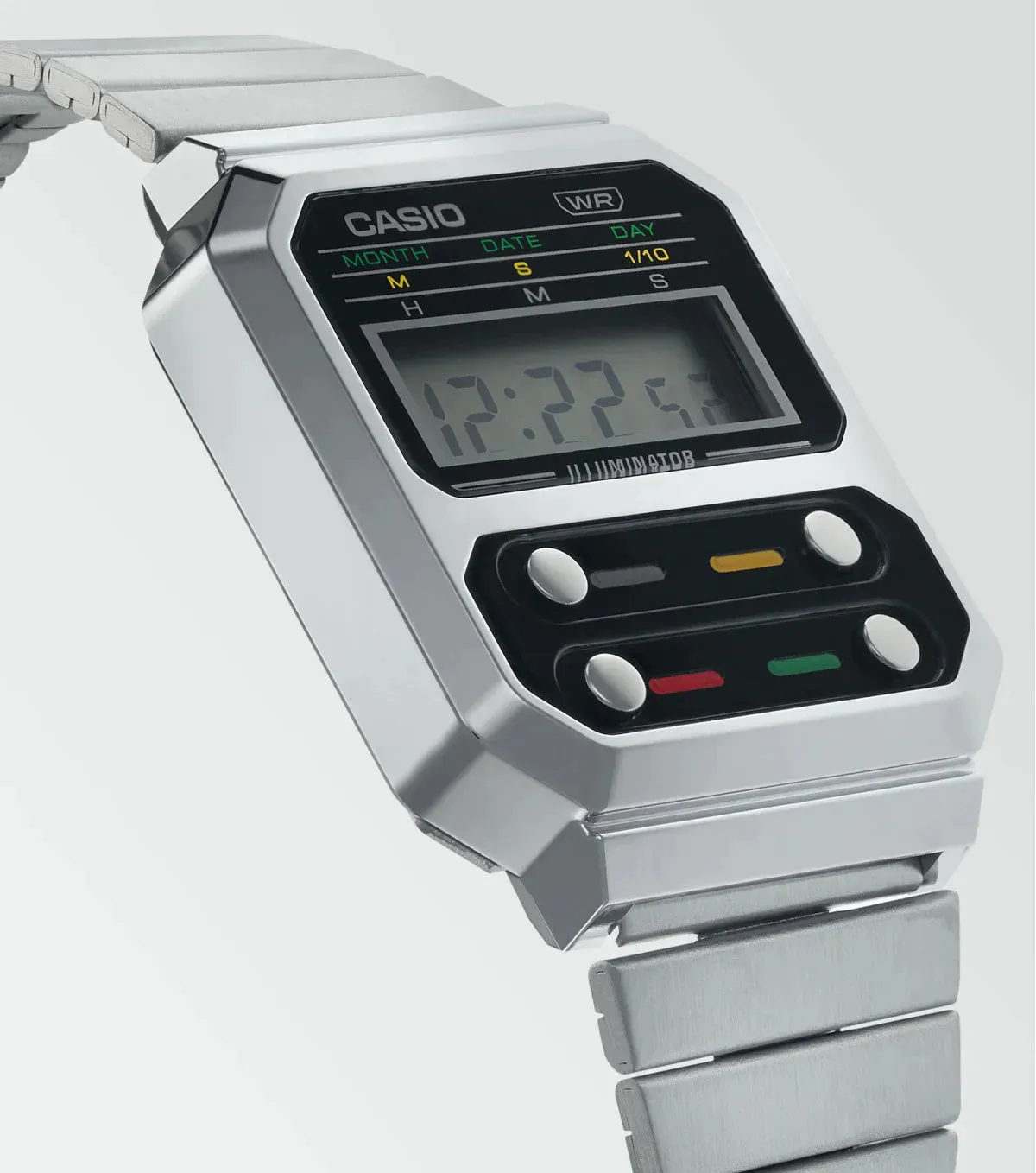 Casio "Illuminator" Vintage Digital Silver Chain Men's Watch | A100WE-1ADF