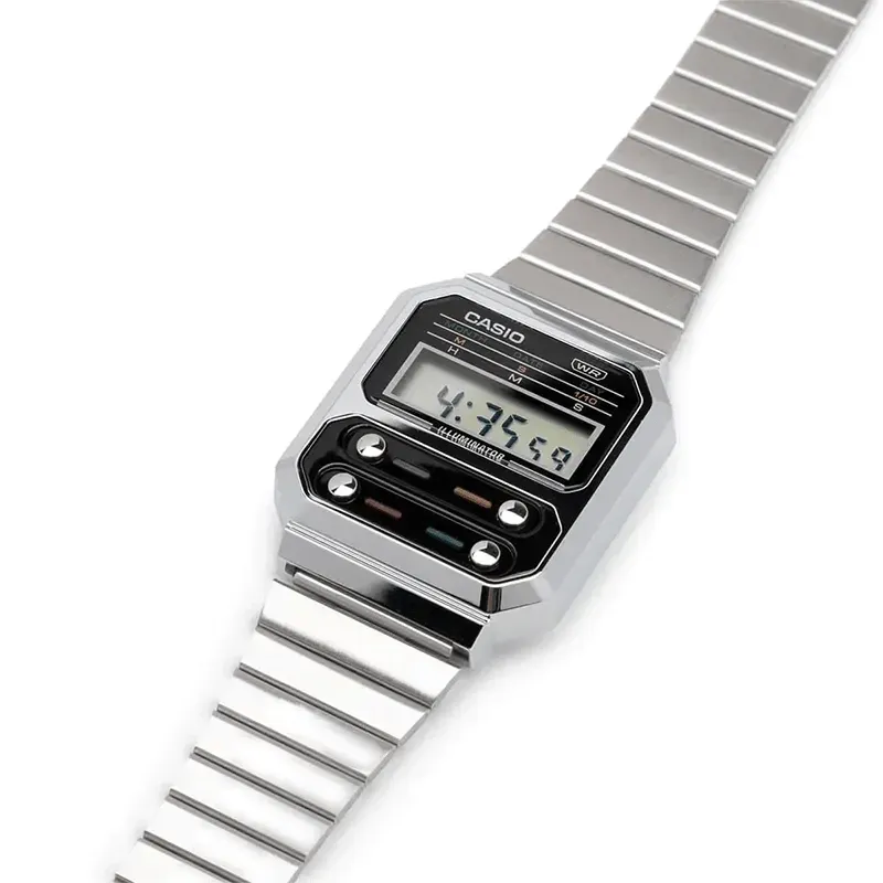 Casio "Illuminator" Vintage Digital Silver Chain Men's Watch | A100WE-1ADF