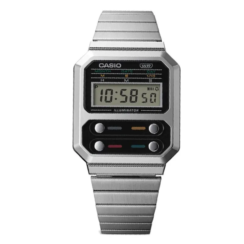 Casio "Illuminator" Vintage Digital Silver Chain Men's Watch | A100WE-1ADF