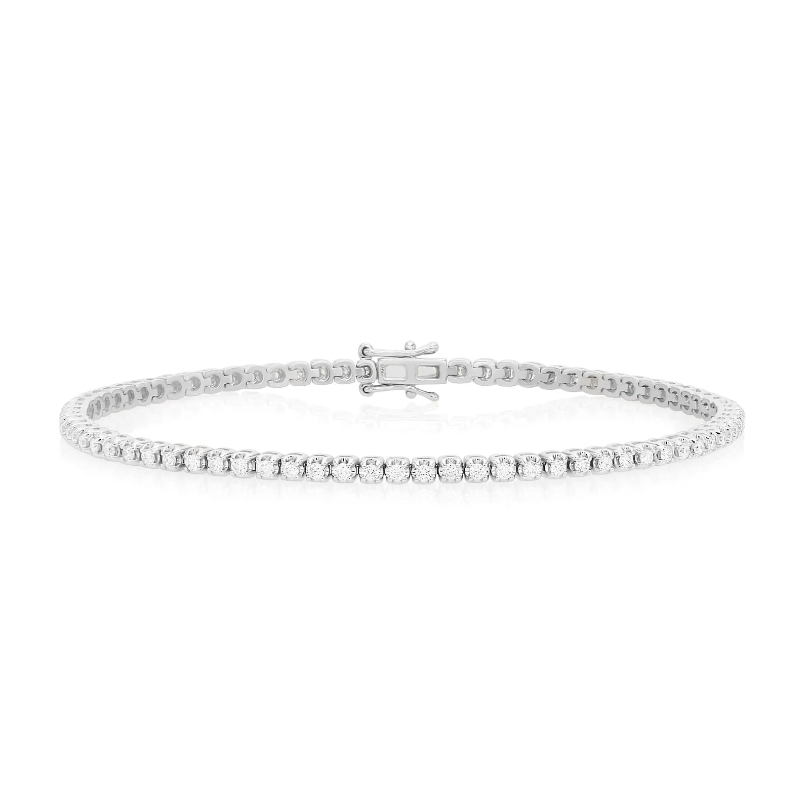 Celebration 9ct White Gold Round Cut 1.00 Carat tw of Certified Lab Grown Diamonds Tennis Bracelet