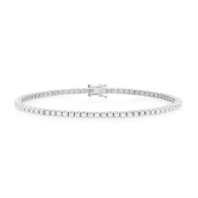 Celebration 9ct White Gold Round Cut 1.00 Carat tw of Certified Lab Grown Diamonds Tennis Bracelet