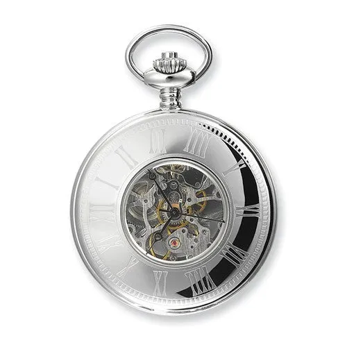 Charles Hubert Solid Stainless Steel White Dial Pocket Watch - Engravable