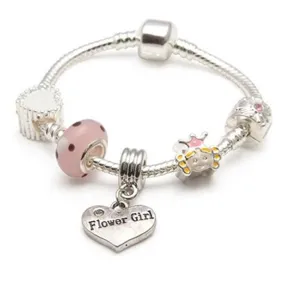 Children's Flower Girl 'Little Princess' Silver Plated Charm Bracelet