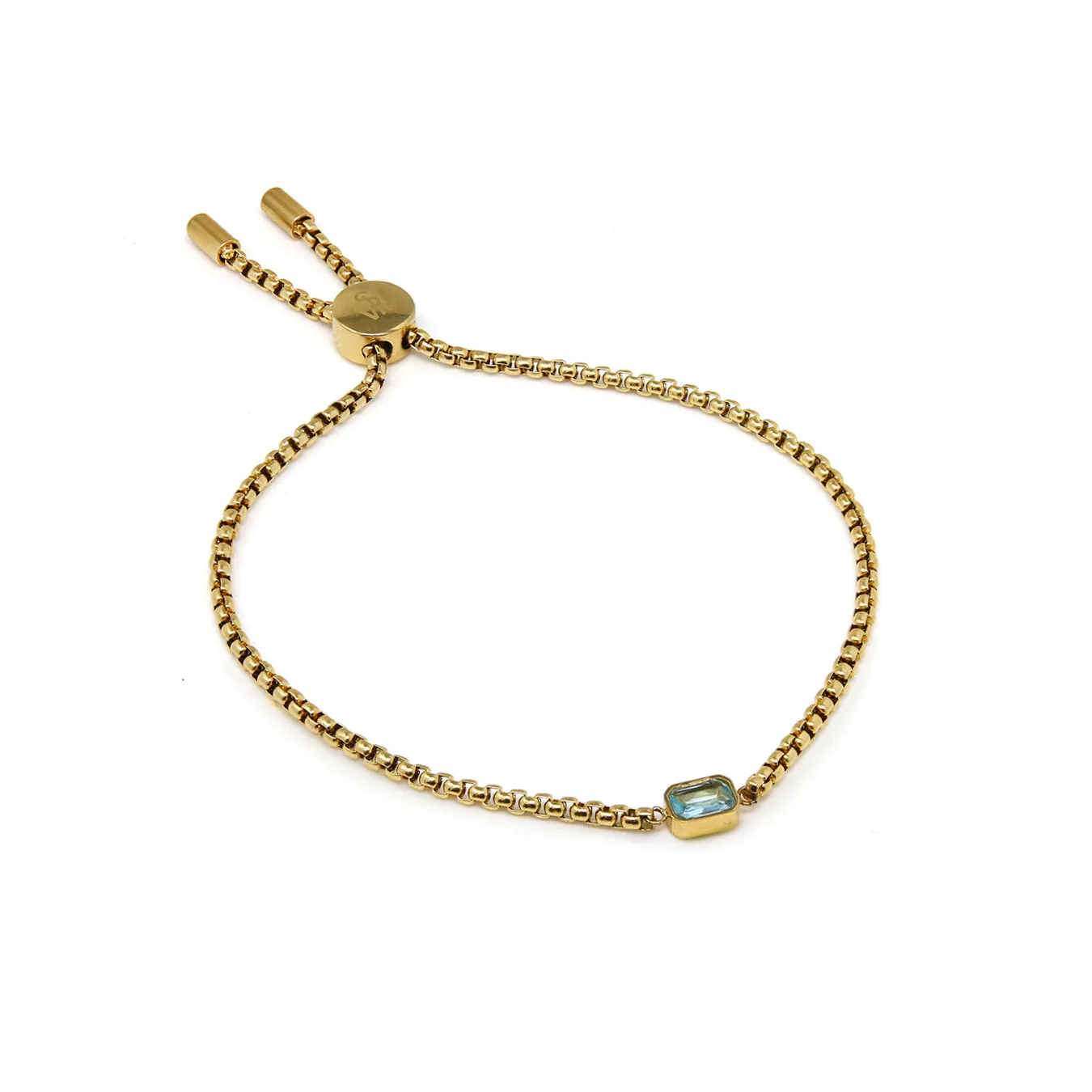 Children's March Aquamarine Birthstone Bracelet - Yellow Gold