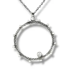 Circle Dot White Topaz Necklace