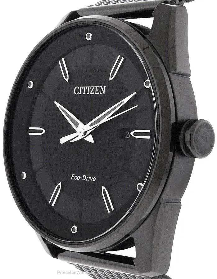 Citizen DRIVE CTO Mens Watch - Black Case & Dial - Mesh Bracelet - Date - 100m