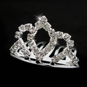 Clear Rhinestone Bridal Mini Tiara Comb 1.1" Wide