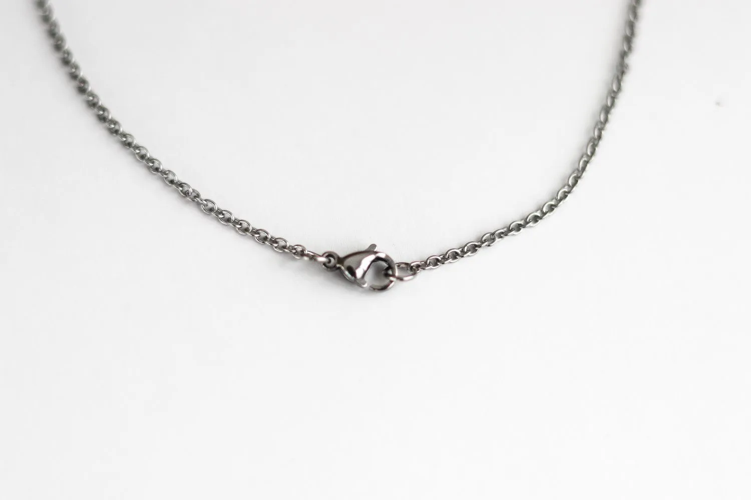 Crescent moon chain necklace for men, silver half moon pendant, gift for him, waterproof necklace