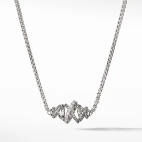 Crossover Single Station Necklace with Diamonds