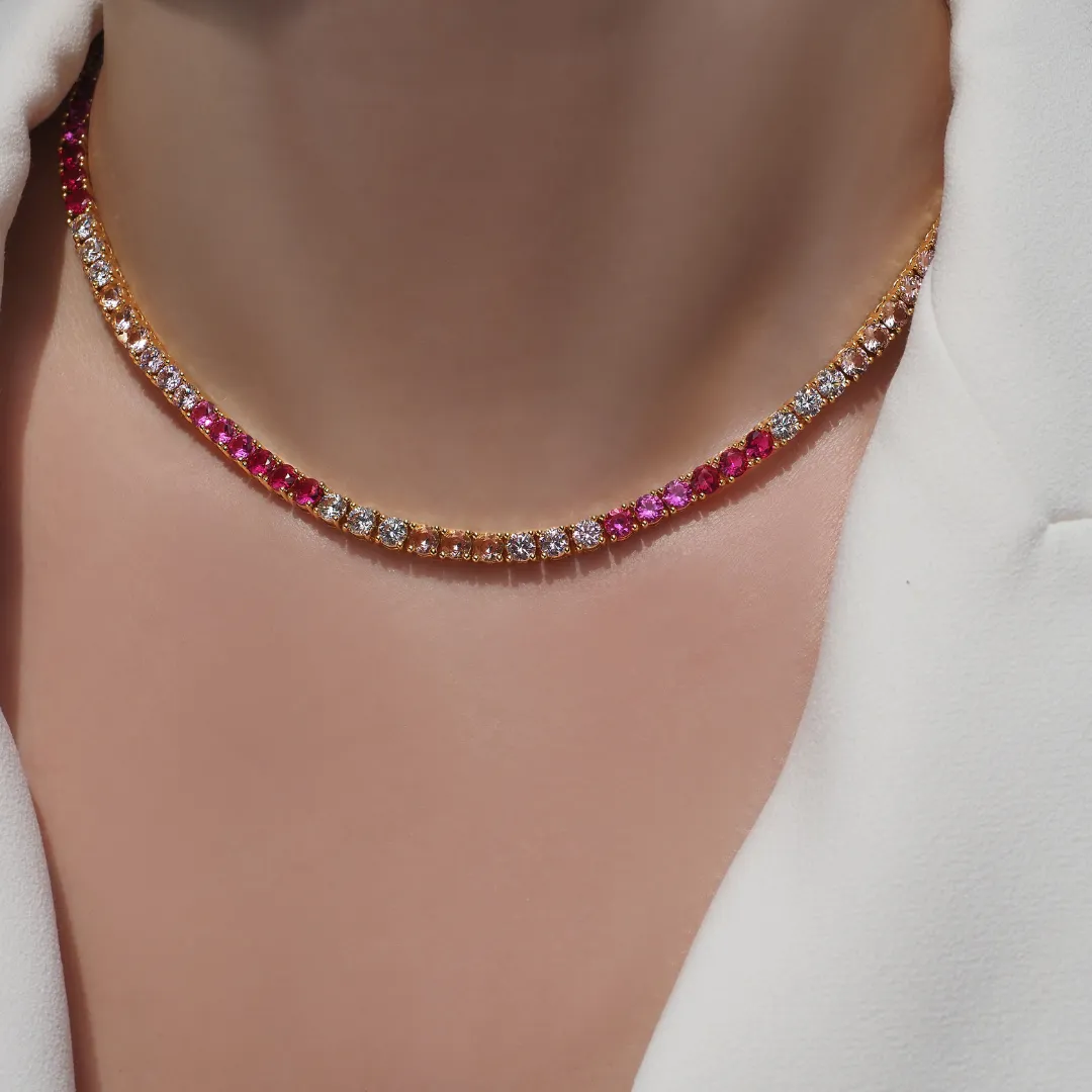 Crystal  Royal Pink Ombre Choker