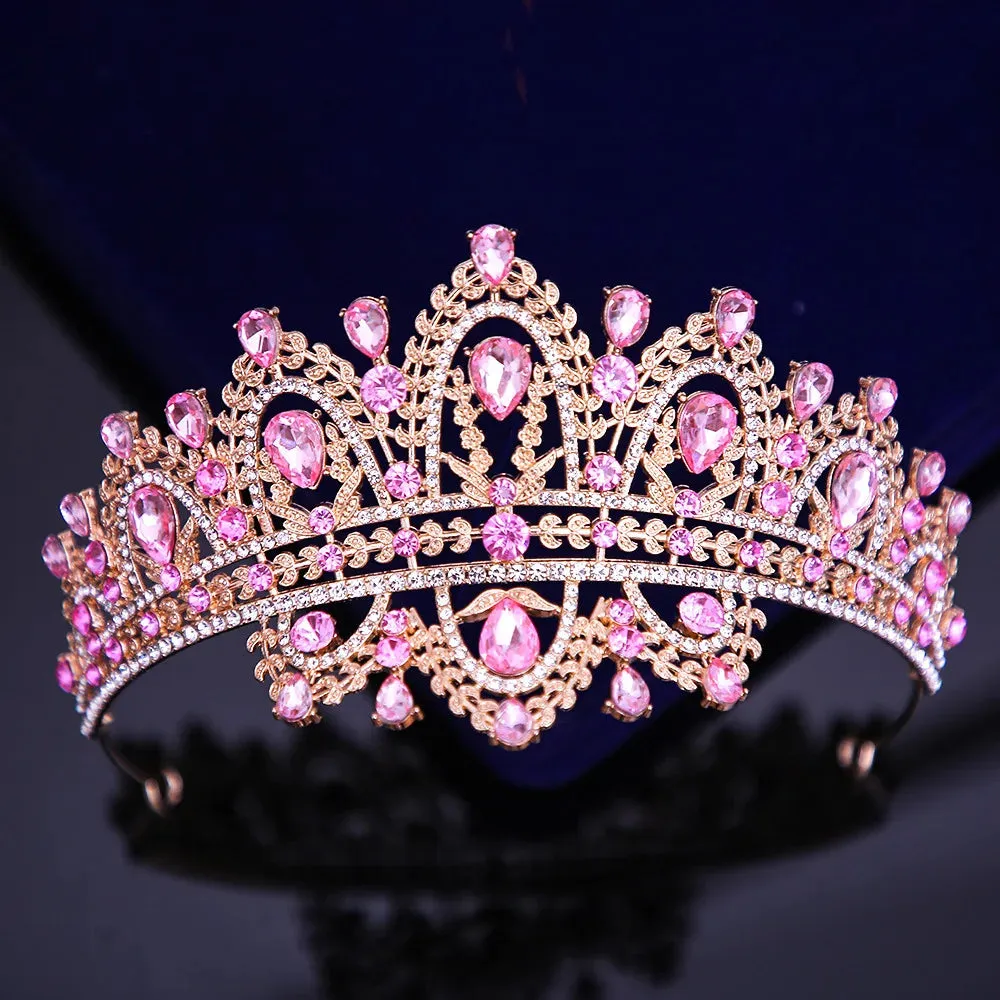 Crystal Tassel Drop Rhinestone Pageant Tiara Crown Wedding Hair Accessory