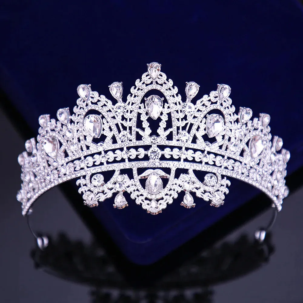 Crystal Tassel Drop Rhinestone Pageant Tiara Crown Wedding Hair Accessory