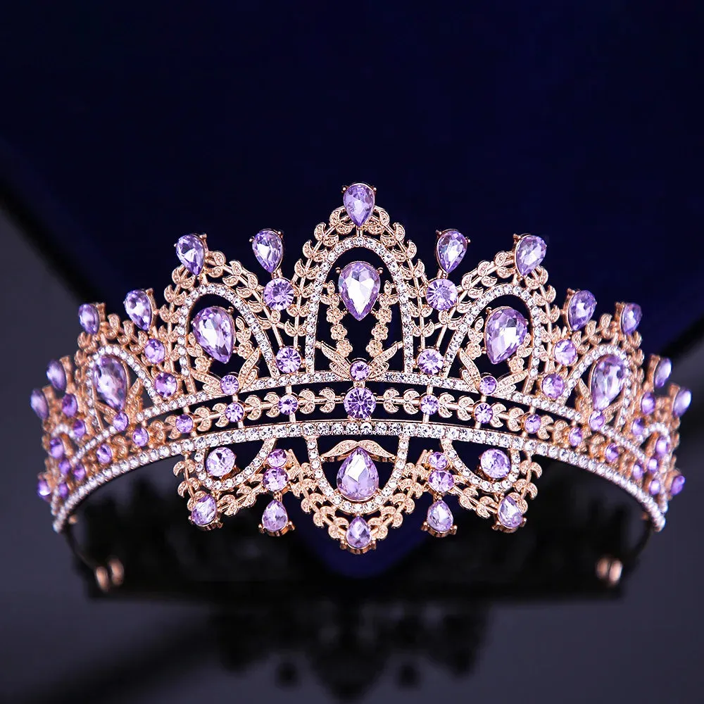 Crystal Tassel Drop Rhinestone Pageant Tiara Crown Wedding Hair Accessory