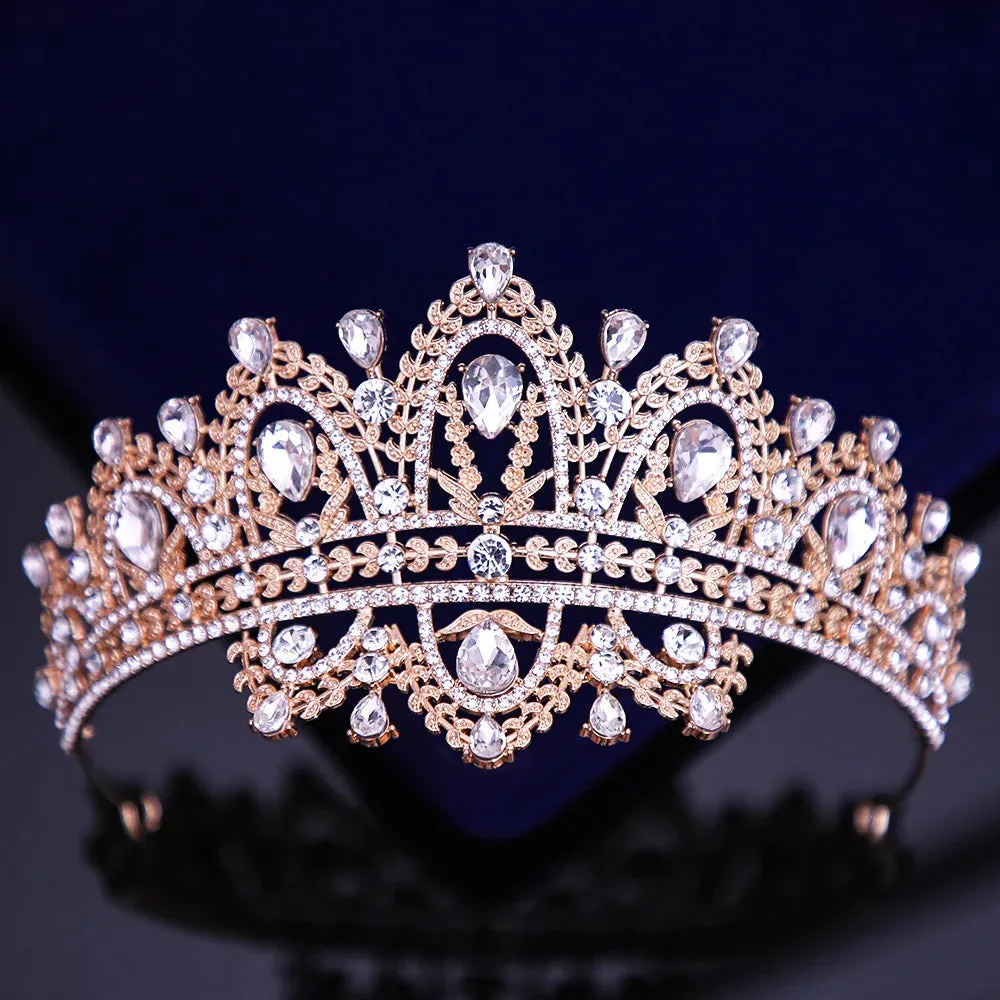 Crystal Tassel Drop Rhinestone Pageant Tiara Crown Wedding Hair Accessory