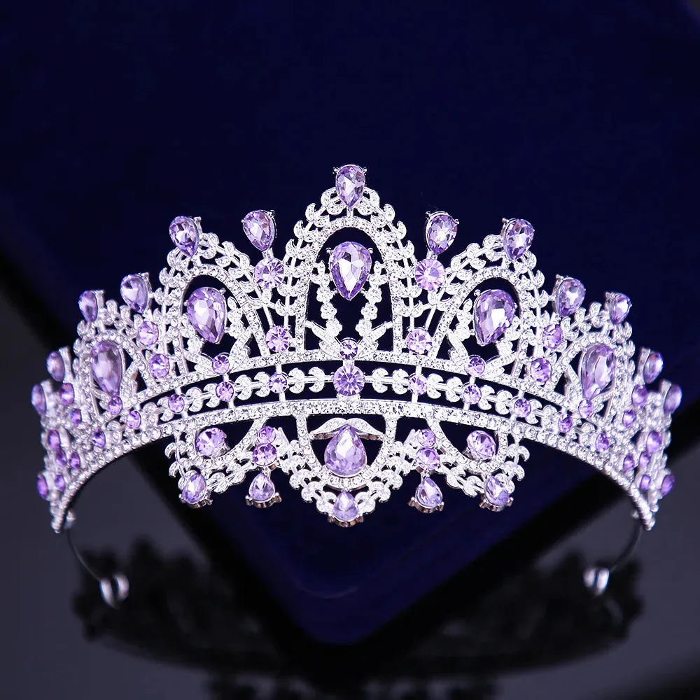 Crystal Tassel Drop Rhinestone Pageant Tiara Crown Wedding Hair Accessory