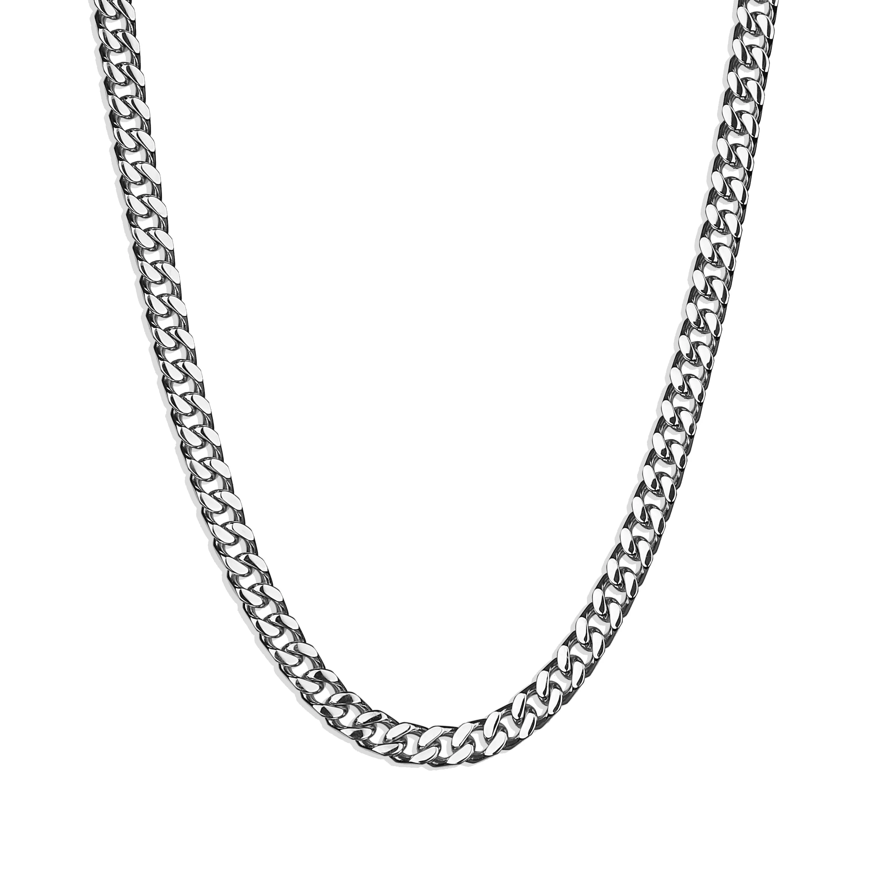 Cuban Facet Chain Necklace - Silver 6mm