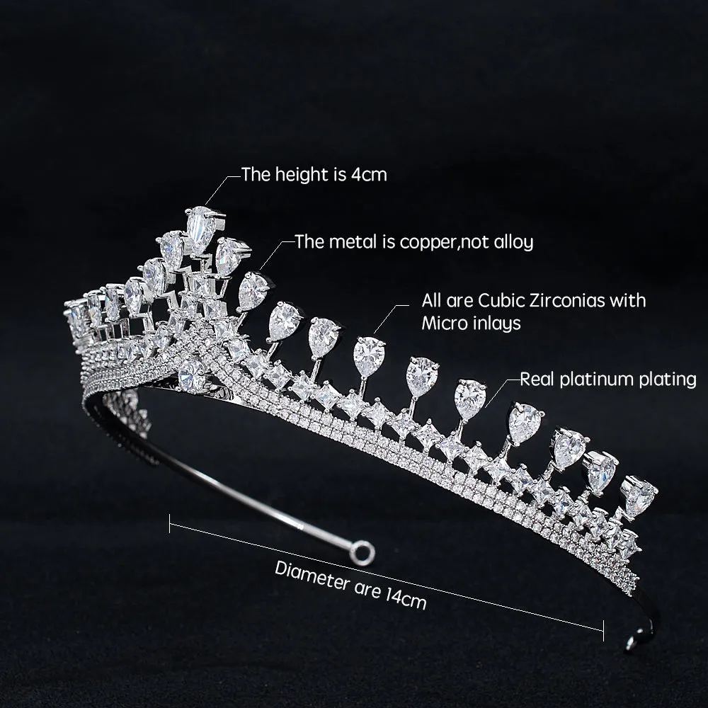 Cubic Zirconia Wedding Bridal Princess Tiara Crown CH10318