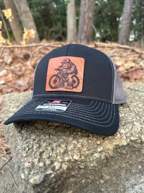 Custom Leather Patch hat | Mountain bike Hat | Mountain Biking Gift | Sasquatch Hat | Leather Patch hat