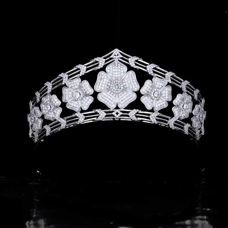 CZ Royal Wedding Tiara,Cubic Zirconia Princess Tiaras for Bride,Prom,Party Head Accessories,Hair Accessories for Women