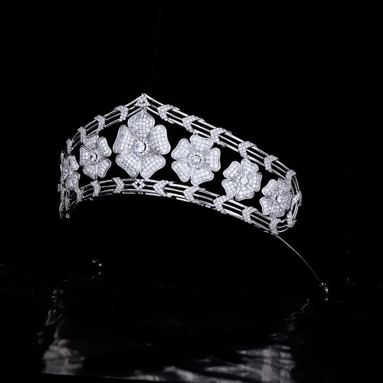 CZ Royal Wedding Tiara,Cubic Zirconia Princess Tiaras for Bride,Prom,Party Head Accessories,Hair Accessories for Women