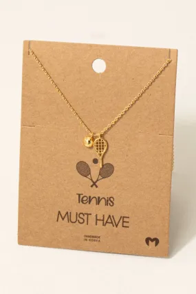 Dainty Tennis Racket and Ball Pendant Necklace