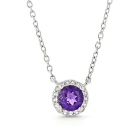 Dark Amethyst Halo Pendant Necklace