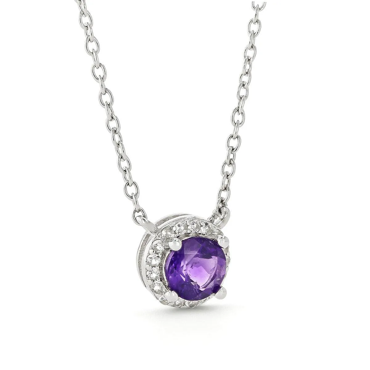 Dark Amethyst Halo Pendant Necklace