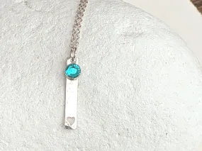 December Birthstone Minimalist Necklace// Swarovski Blue zircon pendant, December Sagittarius Capricorn birthday gift