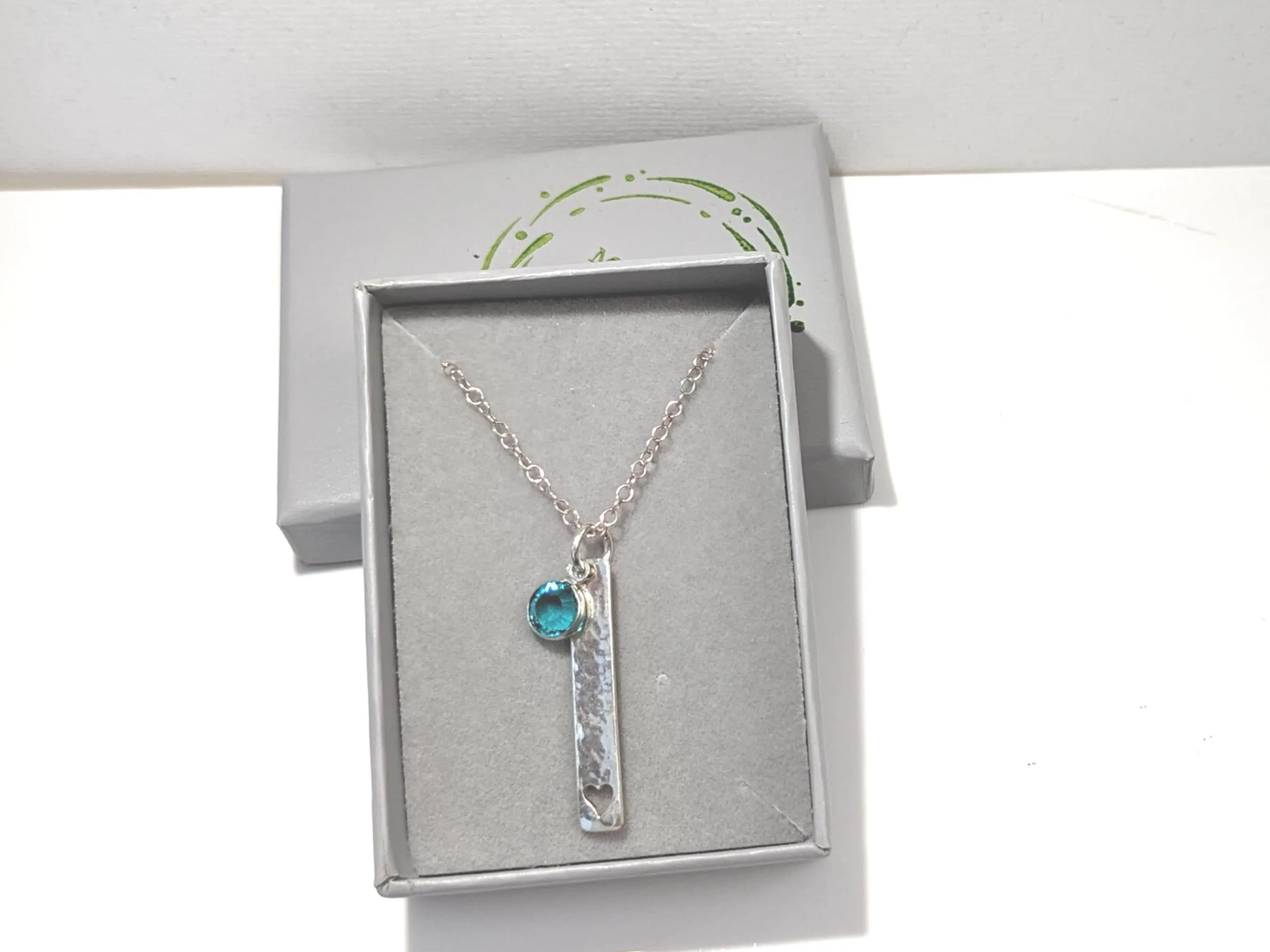 December Birthstone Minimalist Necklace// Swarovski Blue zircon pendant, December Sagittarius Capricorn birthday gift