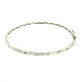 Diamond Accented Brushed Finish Bangle Bracelet