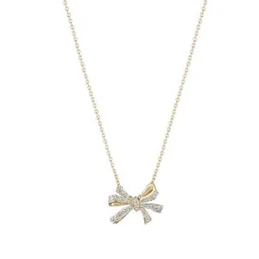 Diamond Bow with Double Loops Necklace