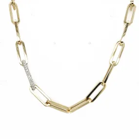 Diamond Pave Paperclip Chain Necklace