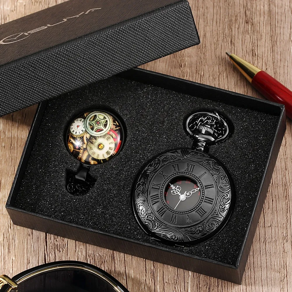 Digital Stainless Steel Pocket Watch Gift Set