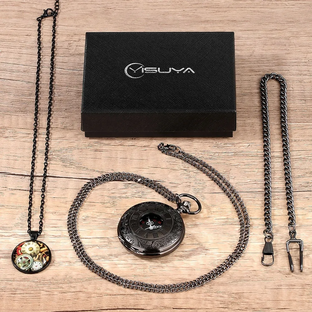 Digital Stainless Steel Pocket Watch Gift Set