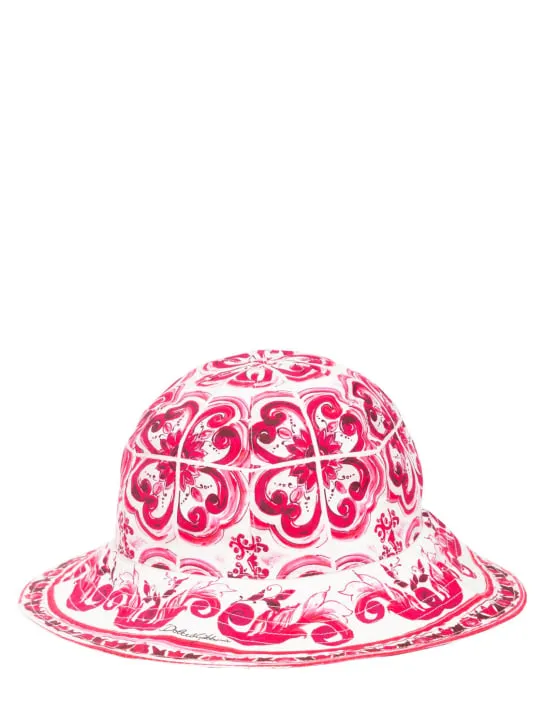 Dolce&amp;Gabbana   Majolica print cotton poplin brimmed hat 