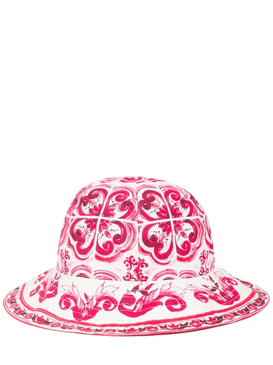 Dolce&amp;Gabbana   Majolica print cotton poplin brimmed hat 