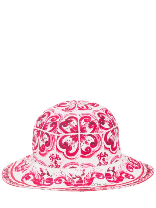 Dolce&amp;Gabbana   Majolica print cotton poplin brimmed hat 