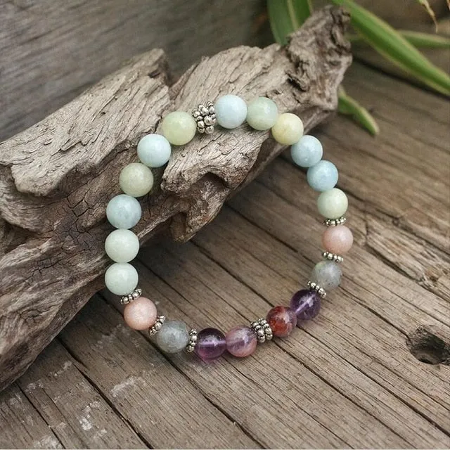 Dream Aquamarine & Labradorite Bracelet with Charm