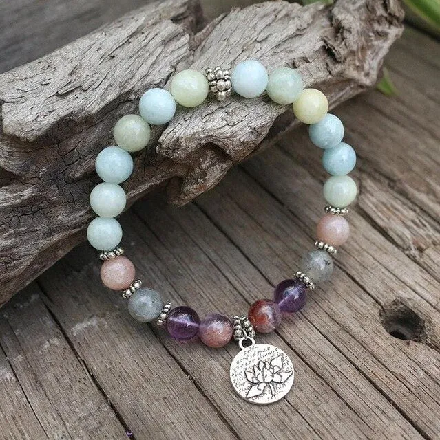 Dream Aquamarine & Labradorite Bracelet with Charm