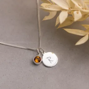 Engraved November Birthstone Necklace