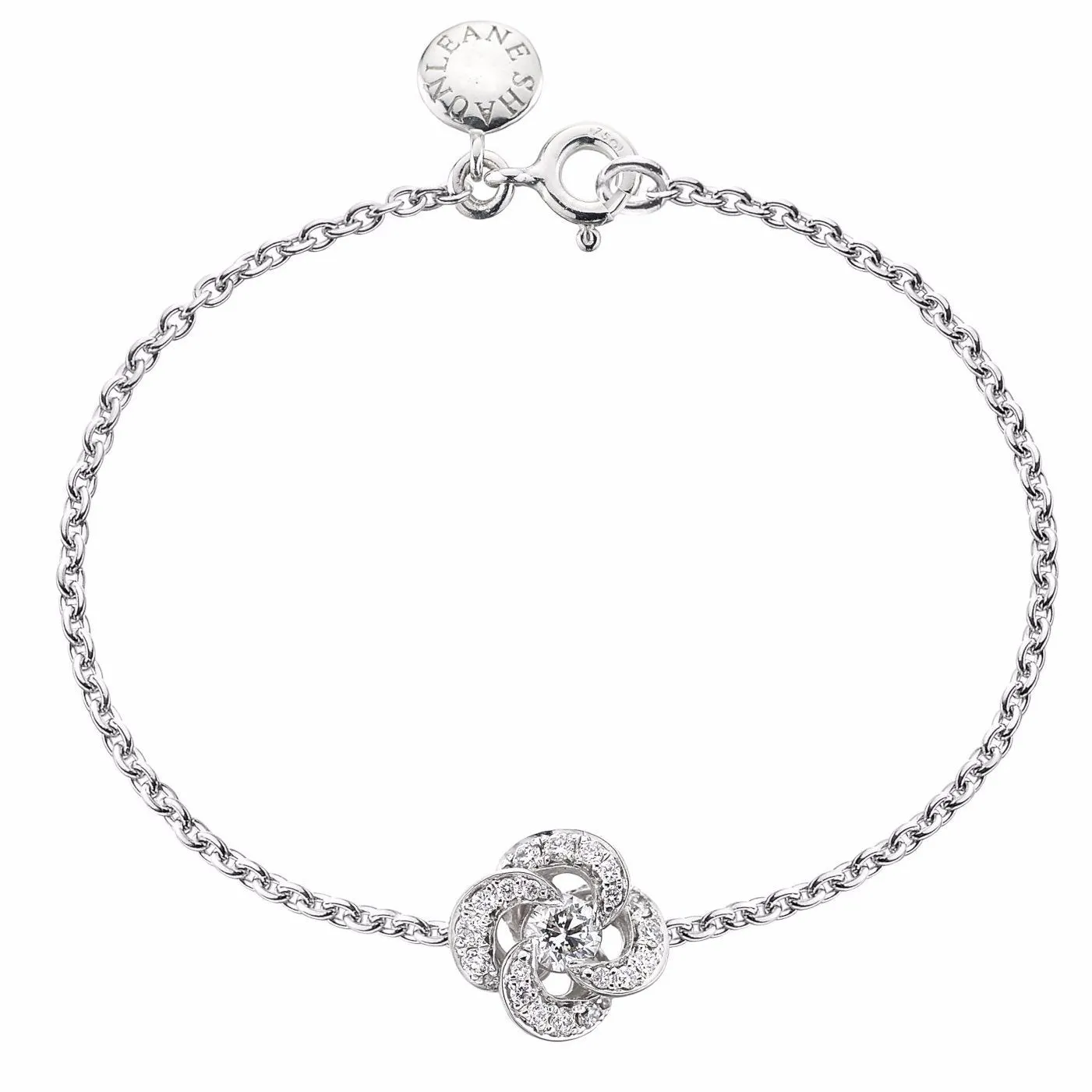 Entwined Petal Flower Bracelet - 18ct White Gold & 0.10ct Diamond