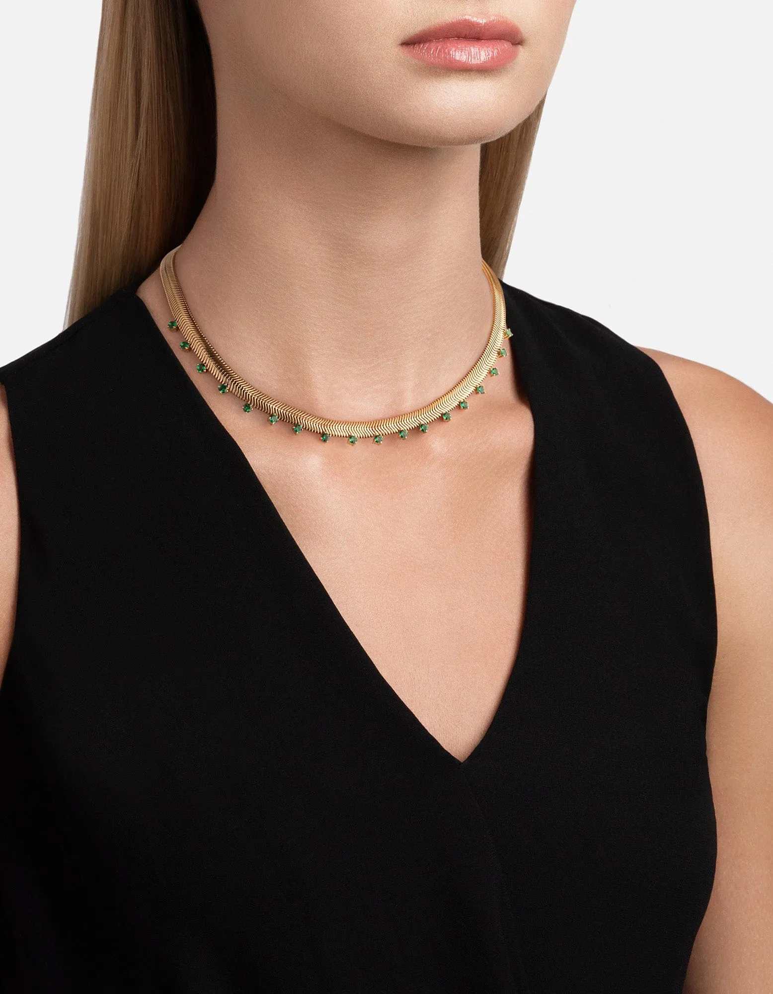 Esme Emerald Choker, Gold Vermeil