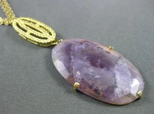 ESTATE LARGE .45CT YELLOW TOPAZ & AMETHYST 18KT YELLOW GOLD LARIAT NECKLACE