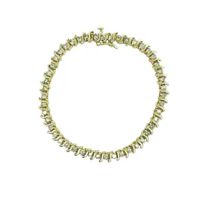 Estate S-Link Diamond Bracelet in 14K Yellow Gold